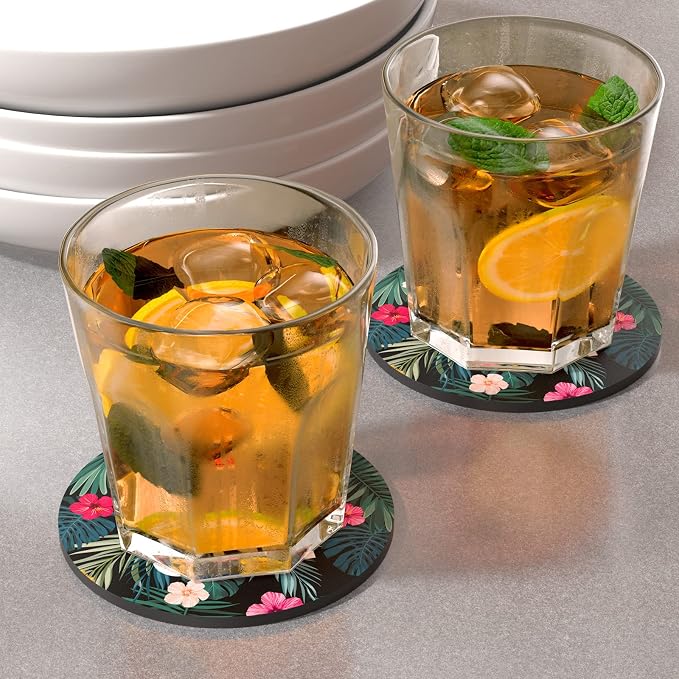Coasters for Drinks, Kitchen Home Decor Housewarming Gift, Round 4 in - Image 2