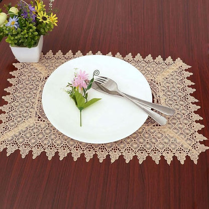 Set of 4 Burgundy Lace Table Placemat Rectangular 12 × 18 Inch - Image 4