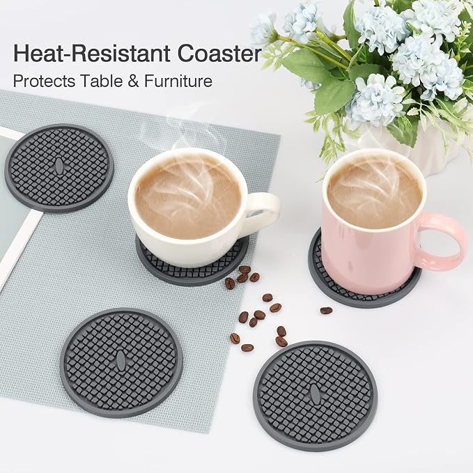 3 Pack Silicone Coasters for Drinks, Thickened Coaster - Image 5