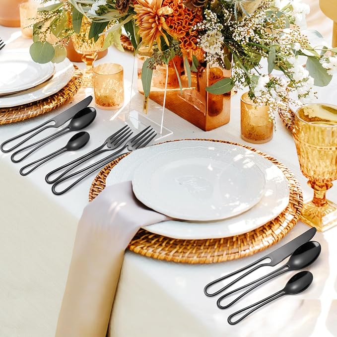 Black Silverware Hollow Flatware Set - Image 8