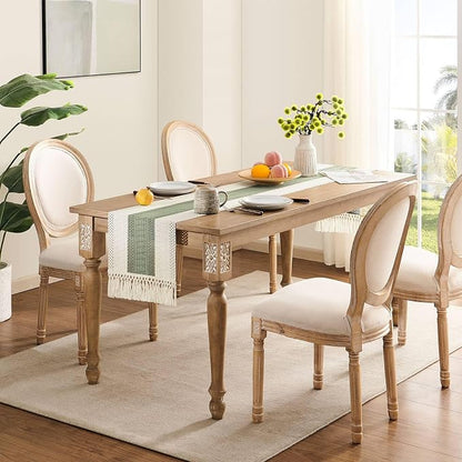 Macrame Style Bicolor Stitching Table Runner 14x72in Green | Woven Boho Table - Image 3