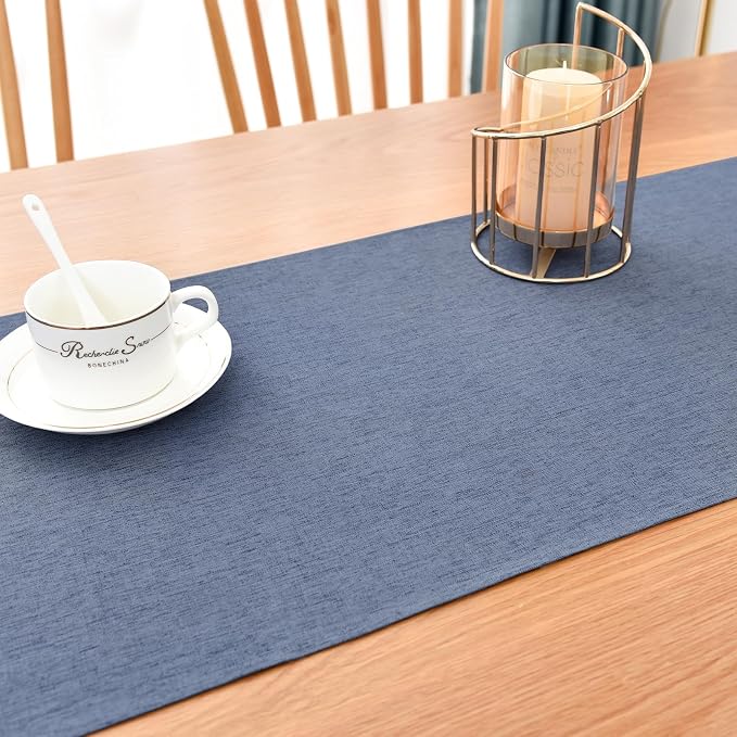 Faux Linen Small Table Runner Water Resistant 13 x 36 in, Coffee Table Runner - Image 7