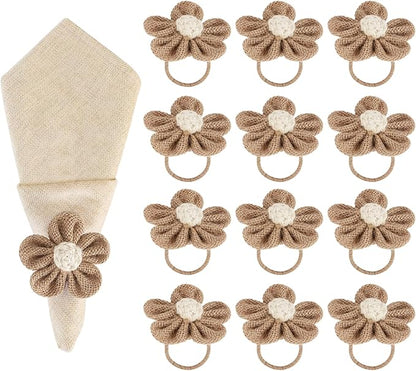 Valentine's Day Napkin Rings Set of 12 Handmade Rustic Napkin Rings Reusable Boho Napkin Ring for Elegant Dining Table Decoration Perfect for Christmas, Thanksgiving, Wedding, Holiday, Everyday Use