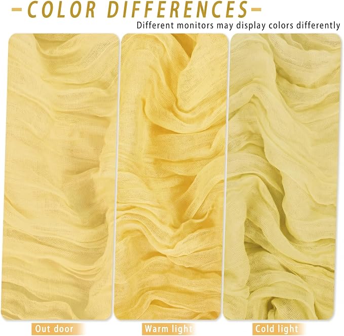 8 Pack Light Yellow Cheesecloth Table Runner 17x108 inch Rustic Gauze Table - Image 5