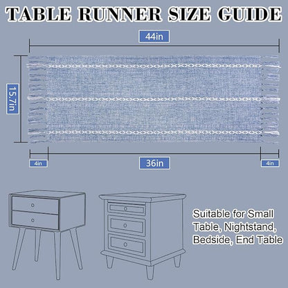 Dusty Blue Table Runner Short 15.7 x 36 inch, Boho Small Table Cloth, Dresser - Image 9