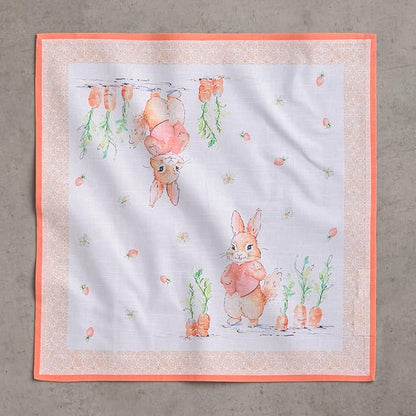 Maison d' Hermine Cloth Napkins Set of 4 100% Cotton Everyday Reusable Square Napkins Cloth Washable Dinner Party Wedding Restaurant Valentines Day Decorations Spring/Summer (Bunny Party, 20" x 20")