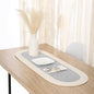 Encasa XO Dining Table Runner, Handmade Ribbed Cotton 12"x36" Light Grey & Off by EncasaXO