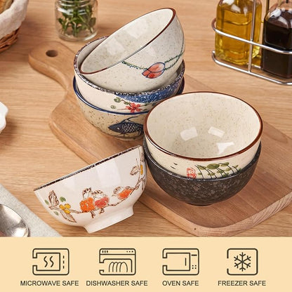 Japanese Rice Bowls Set of 6, 4.5 Inch 10 Oz Porcelain Miso Soup Bowls | - Image 4