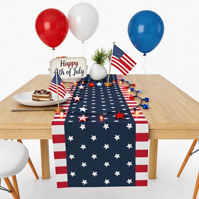 4th of July Decorations, Patriotic USA Stars Table Runner - Image 4