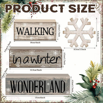 Moucuny 4 Pcs Christmas Table Decorations Wooden Snowflake Decor Winter Tiered - Image 3