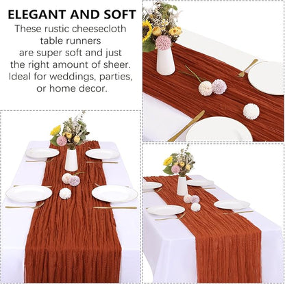 6 Pack Terracotta Cheesecloth Table Runner 35 x 120 Inch | Boho Gauze Fabric - Image 4