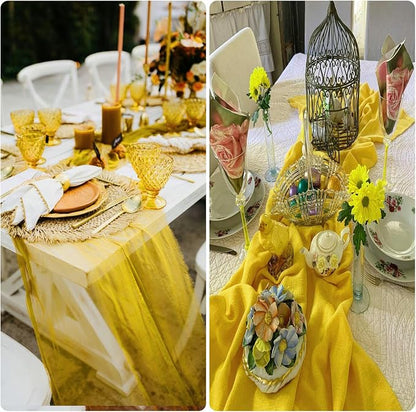 12 Pack Yellow Cheesecloth Table Runner 35 x 120 Inch | Boho Gauze Fabric - Image 7