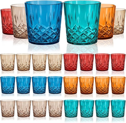 Yungyan 24 Pcs Plastic Clear Whiskey Glasses, 10 oz Unbreakable Reusable Old by Yungyan