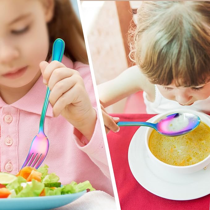 LIANYU 15-Piece Rainbow Kids Silverware Set, Toddler Utensil Flatware Set | - Image 3