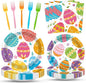 100 Pcs Easter Egg Tableware Party Supplies Set, Serves 25 – Disposable by Merriva