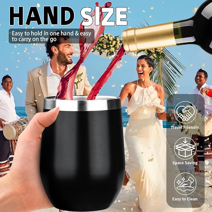 12oz/4 Pack Stainless Steel Wine Tumbler - Image 5
