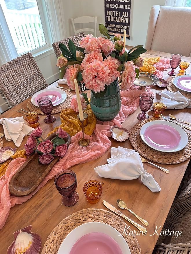Pink Cheesecloth Table Runner Girl Baby Shower Bridal Decorations | 35x120 - Image 5