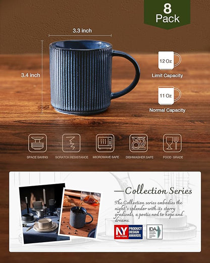 famiware Coffee Mug Set for 8, Star 12 oz Catering Mugs Cup Set - Image 3