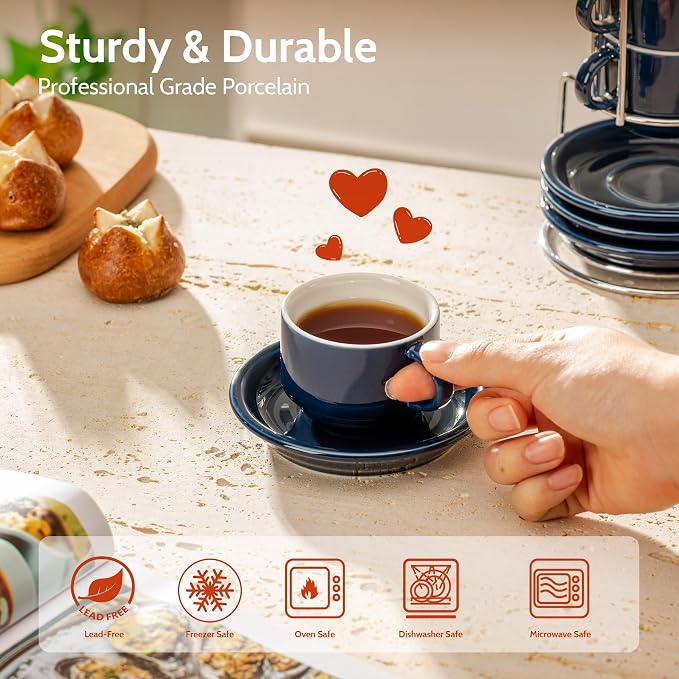 Sweese 4 Ounce Porcelain Stackable Espresso Cups - Image 2