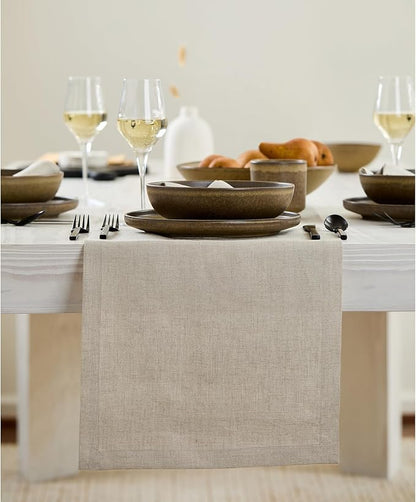 Solino Home 100% Pure Linen Table Runner Natural Long, Fete 14 x 108 in | Table by SolinoHome