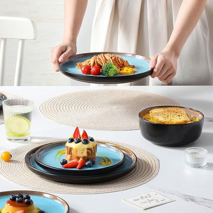 vancasso Plates and Bowls Sets, 24 Pieces Stoneware Dinnerware Sets - Image 5