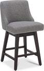 CHITA Counter Height Swivel Bar Stools, FSC Certified Upholstered Counter Stools, Modern Swivel Barstools with Wood Legs for Kitchen Island, 26" Seat Height, Fabric in Fog