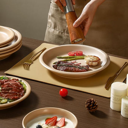 GZG 10.25-Inch Ceramic Dinner Plates Set of 4, Rustic Matte Glaze Terracotta Stoneware Plates for Main Course & Everyday Meals, Microwave & Dishwasher Safe(Warm Sand)