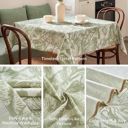 jinchan Green Tropical Floral Linen Square Table Cloth 50x50 | Green tropical - Image 3