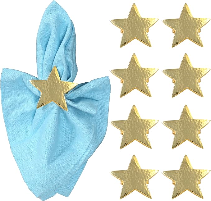 Star Napkin Holders, Durable Aluminum Napkin Rings Set of 8 by ALPHALivingHOME