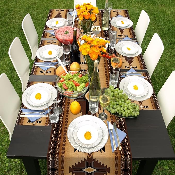Table Runner and Placemats Set of 6, Boho Aztec | Western Tribal Ethnic Art - Image 7