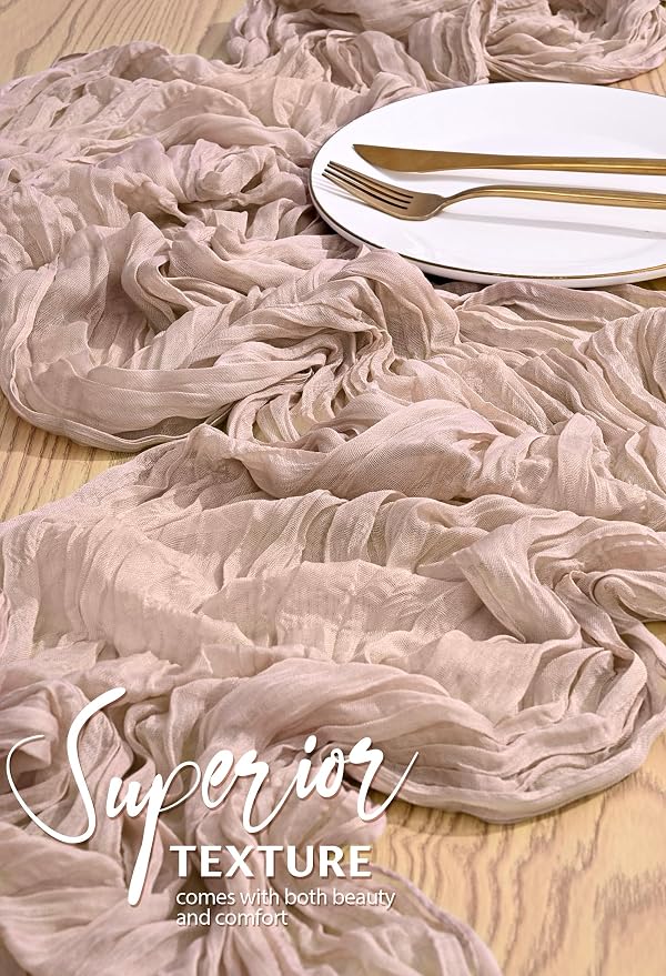 4 Pack Cheesecloth Table Runner 10FT Dusty Pink Table Runner Boho Gauze Cheese - Image 4