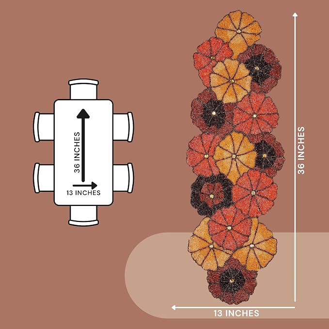 Multicolor Beaded Table Runner, 36 in, Farmhouse Holiday | 13x36 in, glass - Image 5
