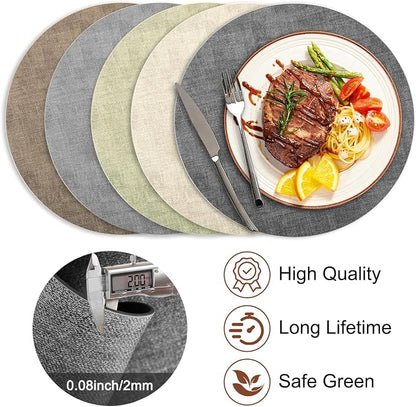 Round Faux Leather Placemats and Coasters, Reversible Heat Resistant Non-Slip - Image 5