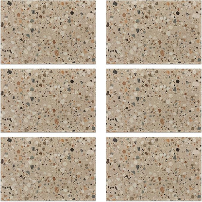 Placemats, Terrazzo Granito Pattern Placemats 12x18 Inch Waterproof Non-Slip Washable Table Mats for Kitchen Dining Party Table Decor,Set of 6