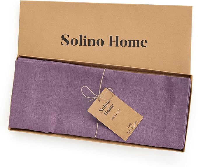 Solino Home 100% Pure Linen Table Runner Mulberry Long, Fete 14 x 132 in | - Image 5