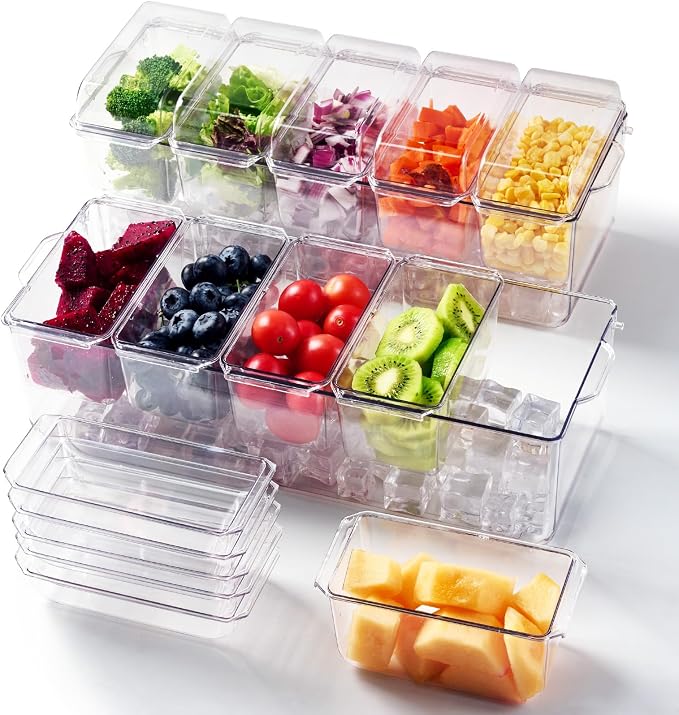 2 Pack Garnish Tray Chilled Condiment Server by Luckore