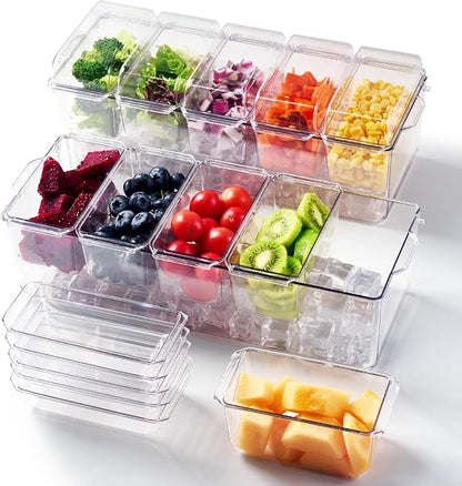 2 Pack Garnish Tray Chilled Condiment Server by Luckore