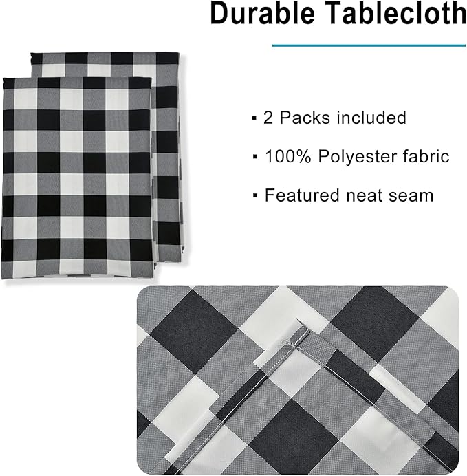 Buffalo Plaid Tablecloth, 2 Pack, 54 x 80 inch, Stain and Wrinkle Resistant - Image 3