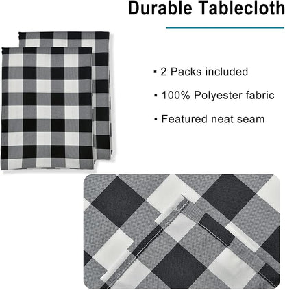 Checkered Table Cloths Rectangle 60x120 inch 2 Pack Black and White | - Image 3