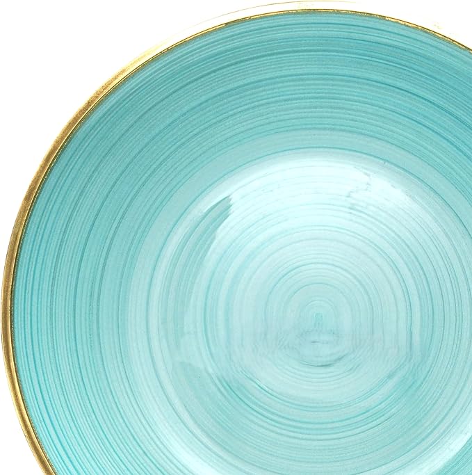 " OCCASIONS " 100 Plates Pack,(50 Guests) Premium Wedding Party Disposable Plastic Plates Set -50 x 10'' Dinner + 50 x 7'' Salad/Dessert (Belize in Aqua & Gold)