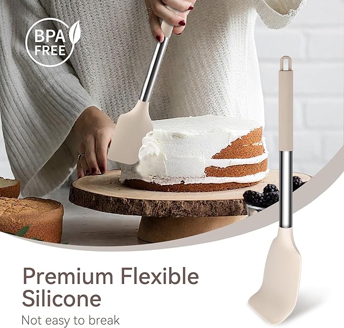 Silicone Kitchen Utensils Set, 28 Pcs Cooking Utensils Set 446°F Heat Resistant Spatula Set, Food Grade Silicone and Stainless Steel Handle Kitchen Gadgets for Nonstick Cookware BPA Free