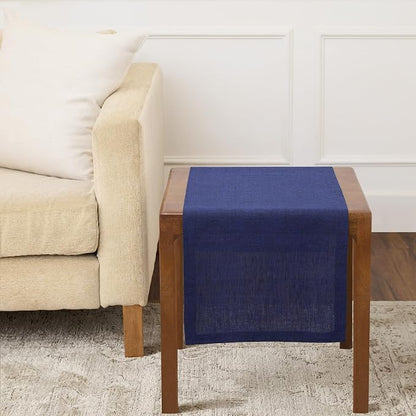 Solino Home 100% Pure Linen Table Runner Chambray Navy, Athena 14 x 36 in | by SolinoHome