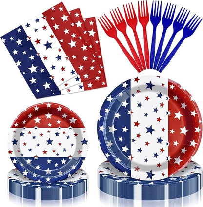 96 Pieces Patriotic Tableware Set Party Supplies by GistomeHome