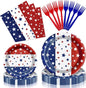96 Pieces Patriotic Tableware Set Party Supplies by GistomeHome