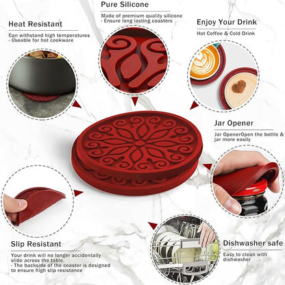 Silicone Coasters for Drinks, Resistant Reusable Drink Coasters-Great Gift for - Image 6