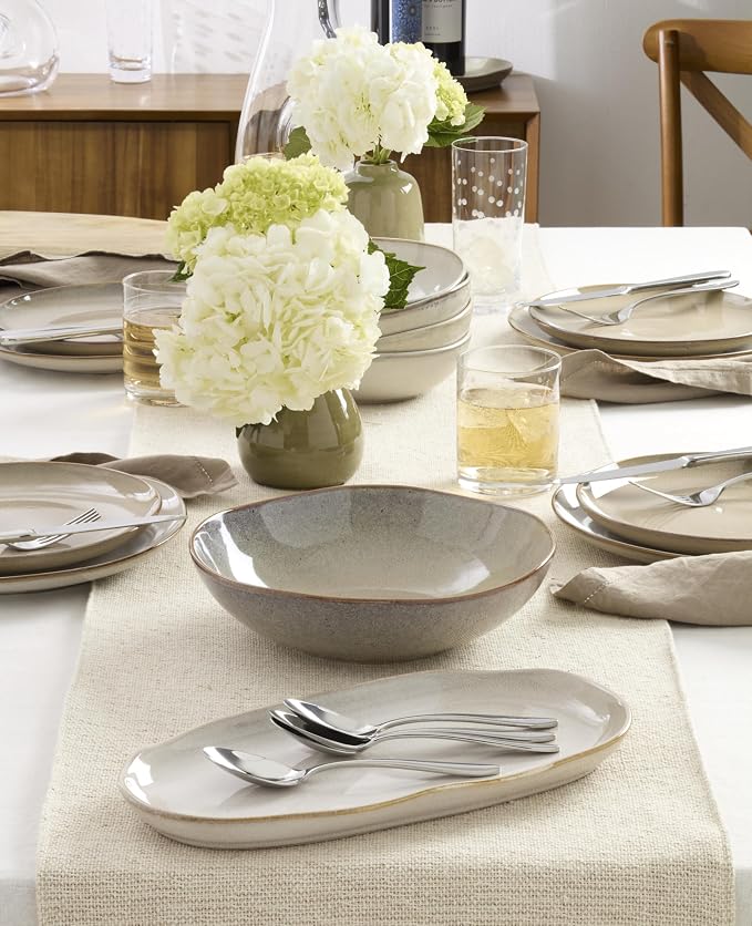 Oneida Organic Shades Oatmeal Stoneware 2-Piece Serving Platter Set | - Image 8
