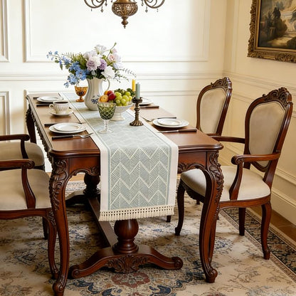14x95 Geometric Table Runner Waterproof Boho Dresser Scarf Tassels | Hosting a by UWWGKK