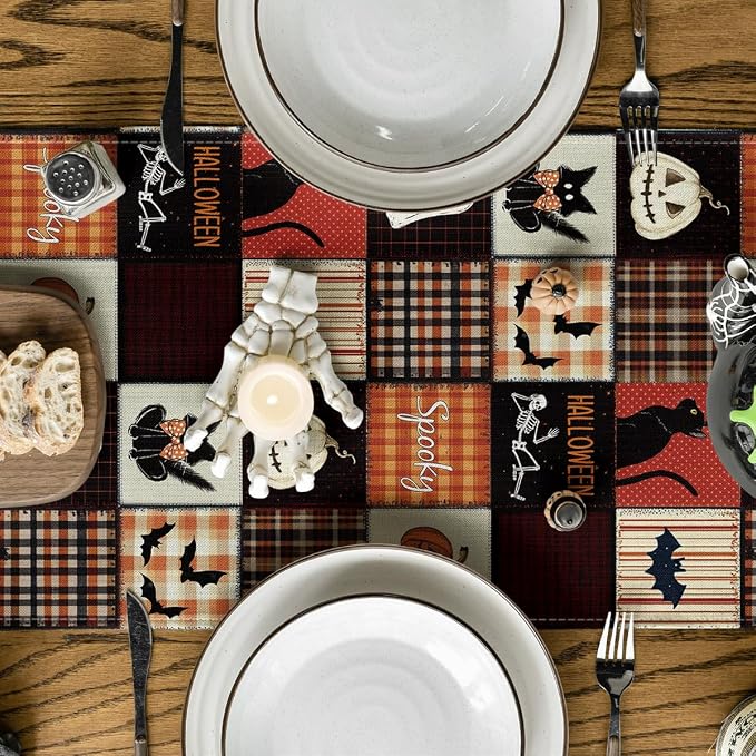 Artoid Mode 210 GSM Halloween Table Runner 13x36 Inch Home Party Decor | Black - Image 3