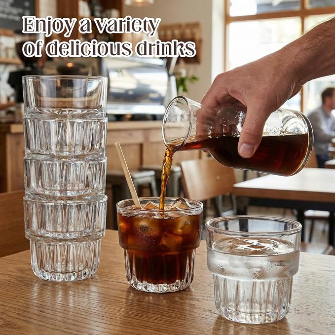 12 Pack Whiskey Glasses 8.8 oz Clear Drinking Glass Stackable Iced Latte Coffee - Image 6