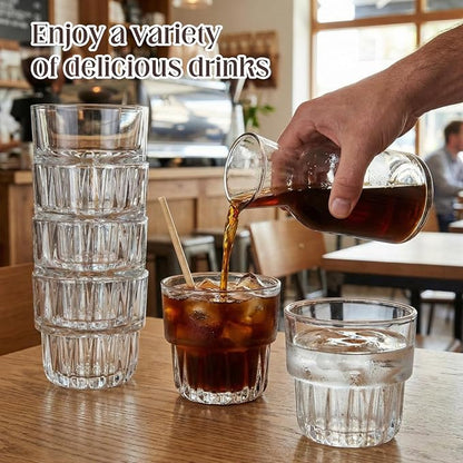 12 Pack Whiskey Glasses 8.8 oz Clear Drinking Glass Stackable Iced Latte Coffee - Image 6